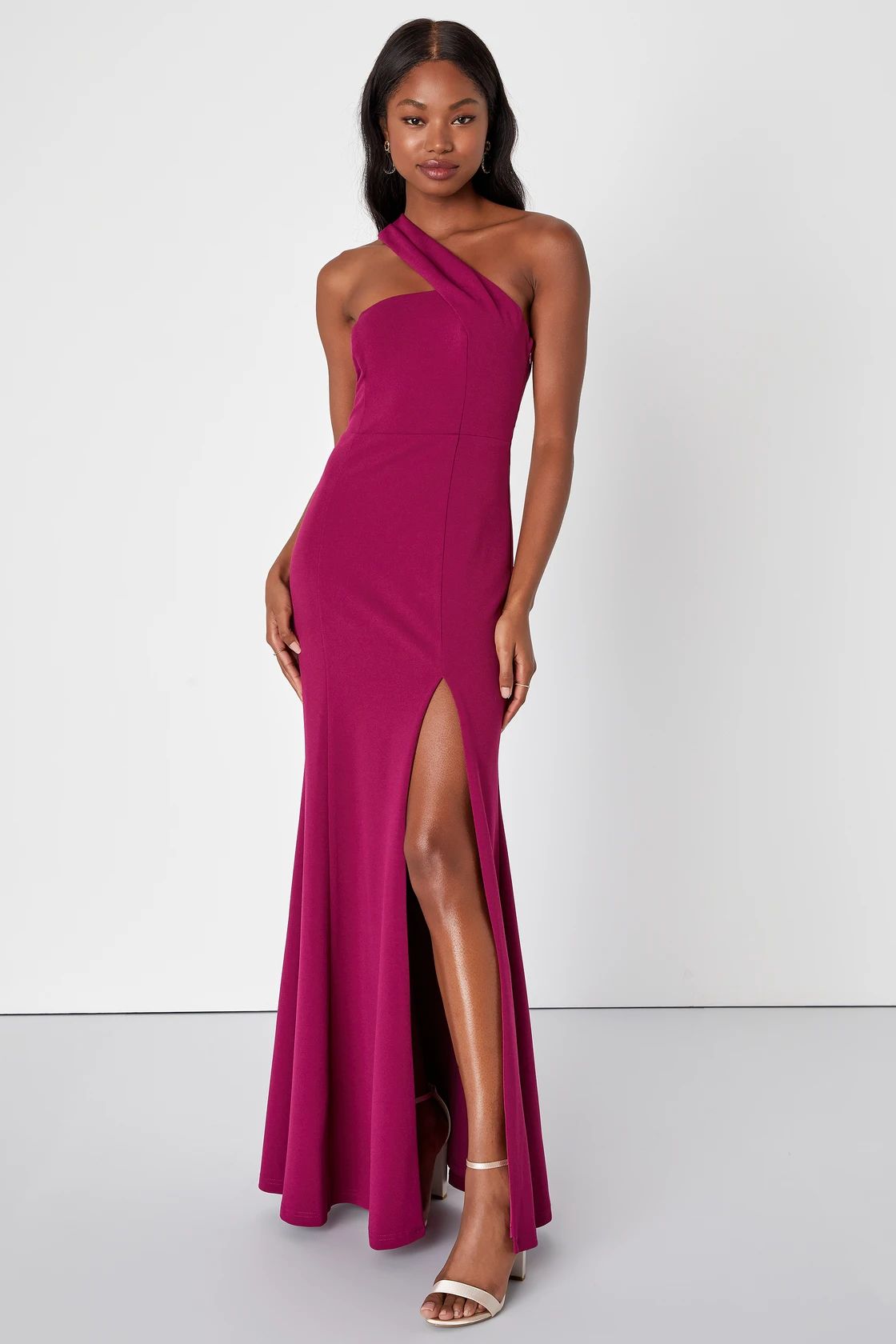 Remarkable Presence Magenta Purple One-Shoulder Maxi Dress | Lulus (US)