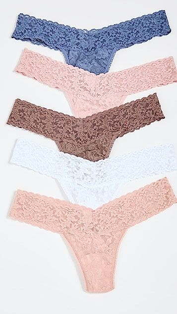Signature Lace Low Rise Thongs 5 Pack | Shopbop