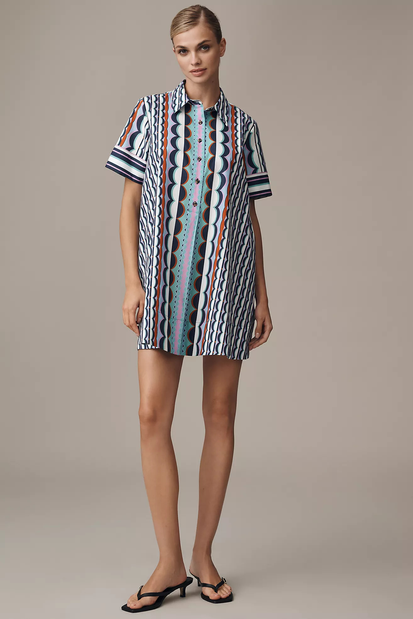 The Pollie Short-Sleeve Swing Tunic Mini Dress | Anthropologie (US)