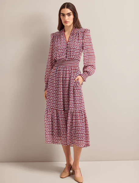 Saskia Maxi Dress - Burgundy Heart Geo Print | Cefinn