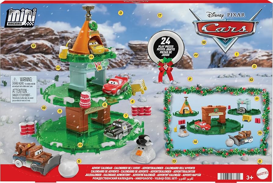 Mattel Disney and Pixar Cars Minis 2024 Advent Calendar with 24 Pieces, Surprises Include 4 Toy M... | Amazon (US)