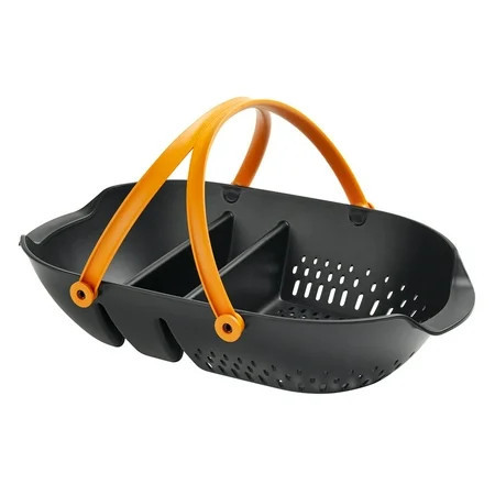 Fiskars Harvesting Basket: Ergonomic Garden Produce Tool Carrier, Colander Side, Plastic, Black | Walmart (US)