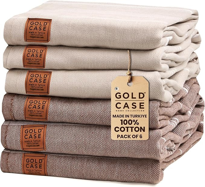 Gold CASE LYCIA Turkish Beach Towel Set of 6 – 100% Cotton Turkish Beach Towels Bulk 70 x 38'' ... | Amazon (US)