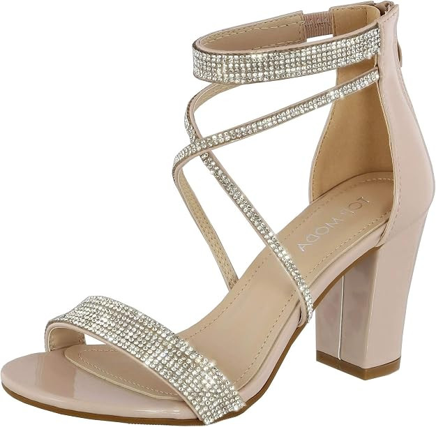 Women's Formal Rhinestone High Heel Sandal Ankle Strap | Amazon (US)
