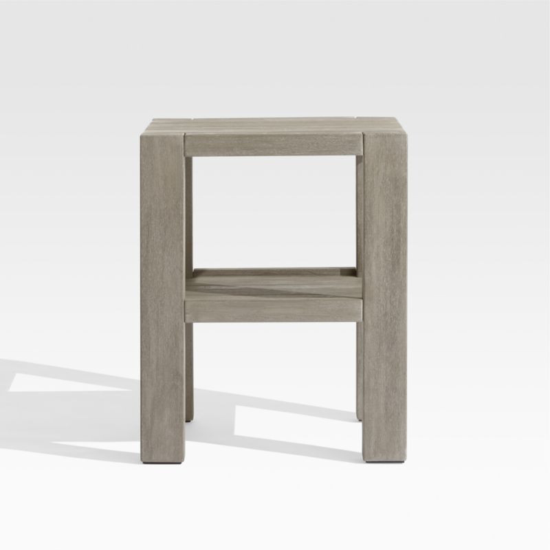 Ashore Grey Wash Mahogany Wood Outdoor Patio Drink Stand | Crate & Barrel | Crate & Barrel