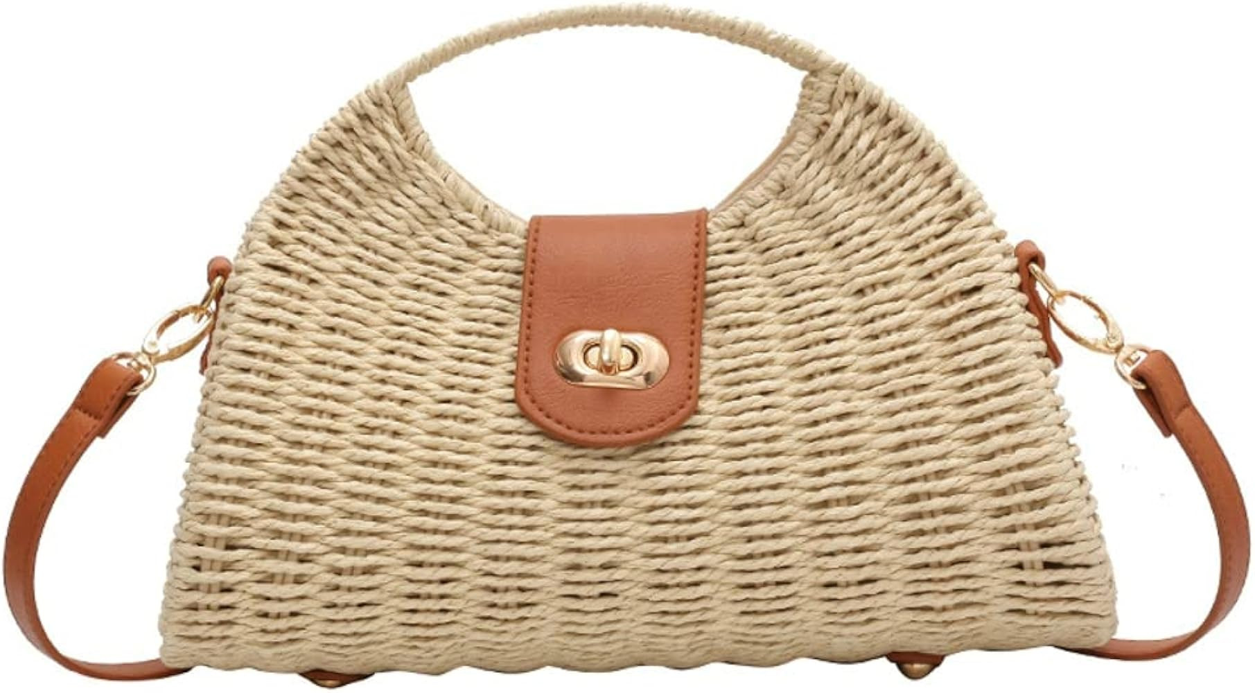 Summer Straw Bag for Women Straw Hand-woven Top-handle Handbag Crossbody Tote Clutch Bags for Tra... | Amazon (US)
