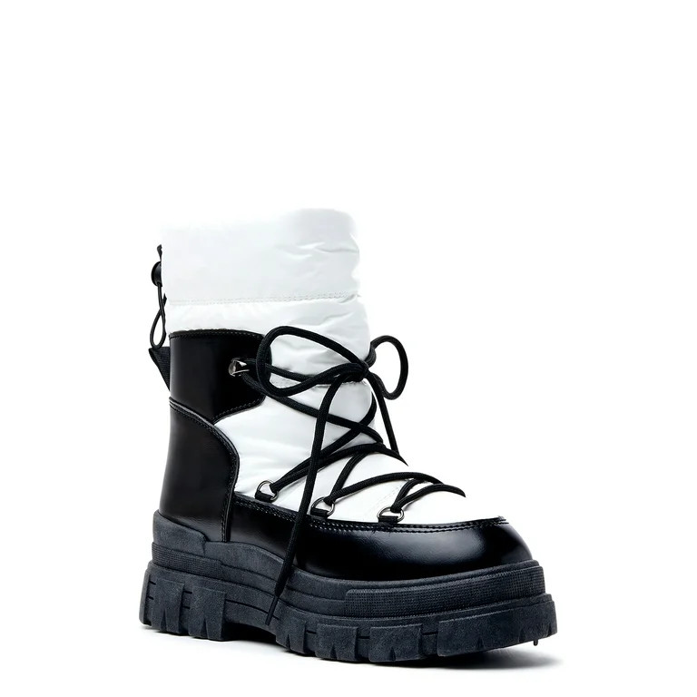 Scoop Women's Quilted Lug Sole Lace Up Boots | Walmart (US)