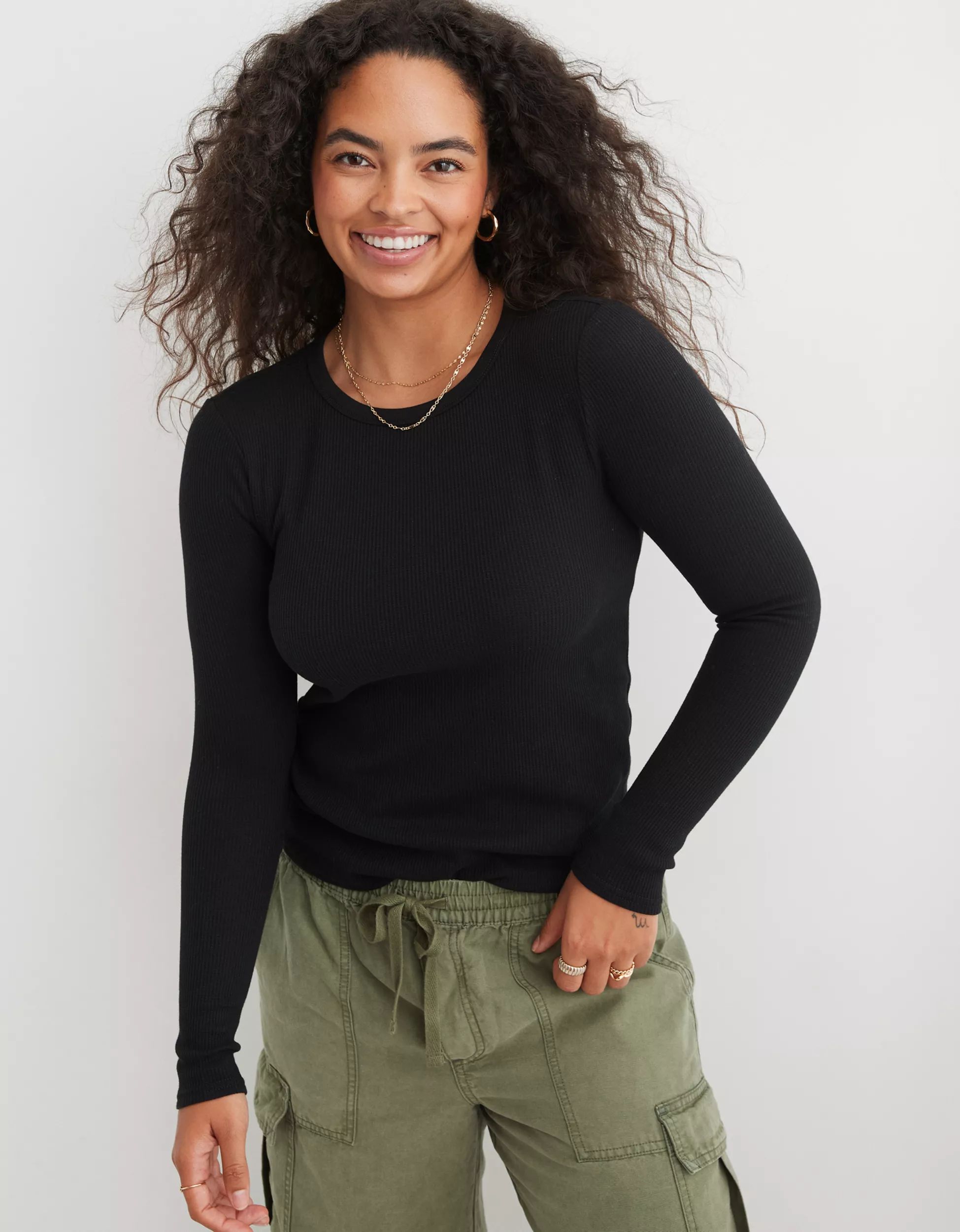 Aerie Long Sleeve Waffle T-Shirt | Aerie