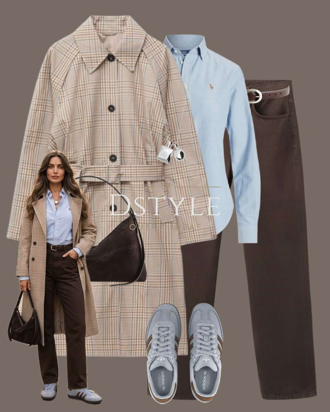 Mixing classic prep with an urban edge! This plaid trench is the ultimate statement piece for spring. I’ve styled it with a light blue button-down, chocolate brown denim, and matching blue Adidas sneakers for a cohesive, tonal look. This suede shoulder bag adds the perfect touch of texture.

Shop the full outfit below: 

 #PlaidTrench #AdidasSamba #ChocolateBrown #PreppyStyle #SpringOutfits #CleanGirlAesthetic #LTKootd #LTKWorkwear