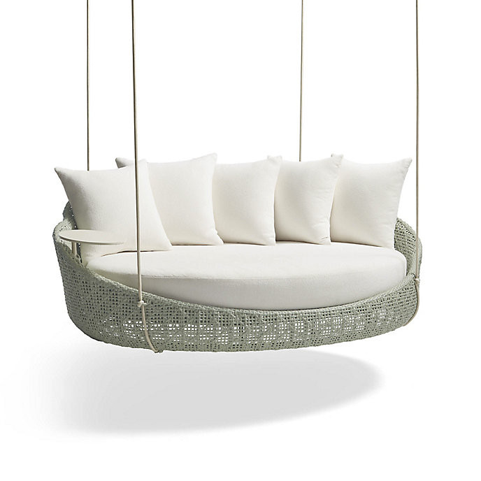 Coraline Hanging Daybed with Cushions in Seasalt Finish | Frontgate | Frontgate