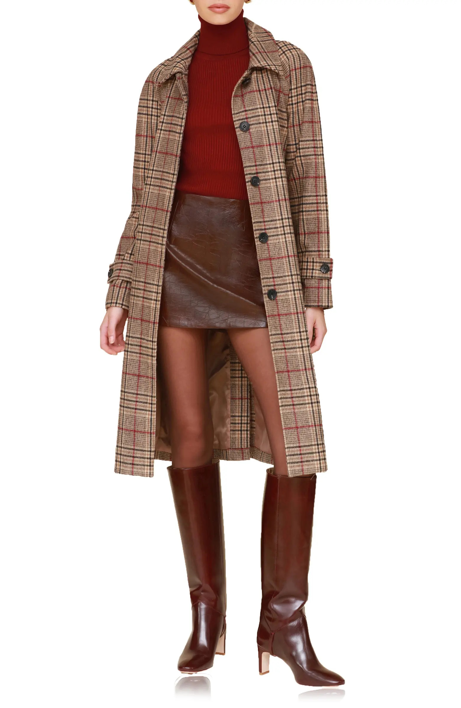 Plaid Belted Longline Coat | Nordstrom
