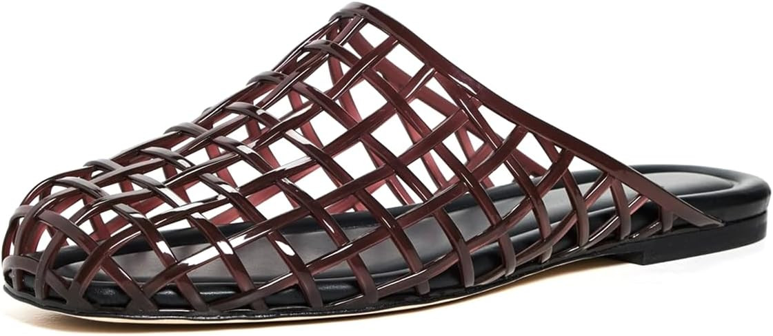 Jelly Shoes for Women Jelly Mesh Flat Sandals Closed Toe Round Toe Slides Flats Slip on Summer Sl... | Amazon (US)