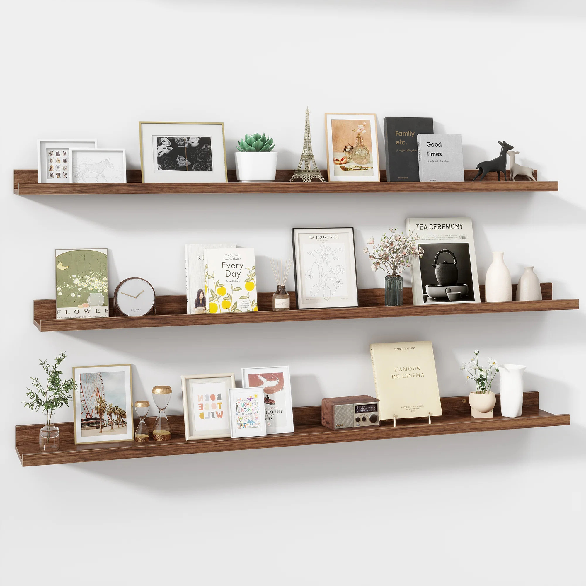 Wall-Mounted Floating Shelves for Bedroom, Living Room (Set of 3) | Wayfair North America