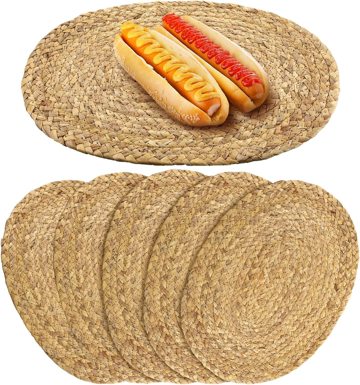 Bencailor 6 Pcs Jute Woven Placemats Natural Braided Placemats Heat Resistant Decorative Table Ma... | Amazon (US)