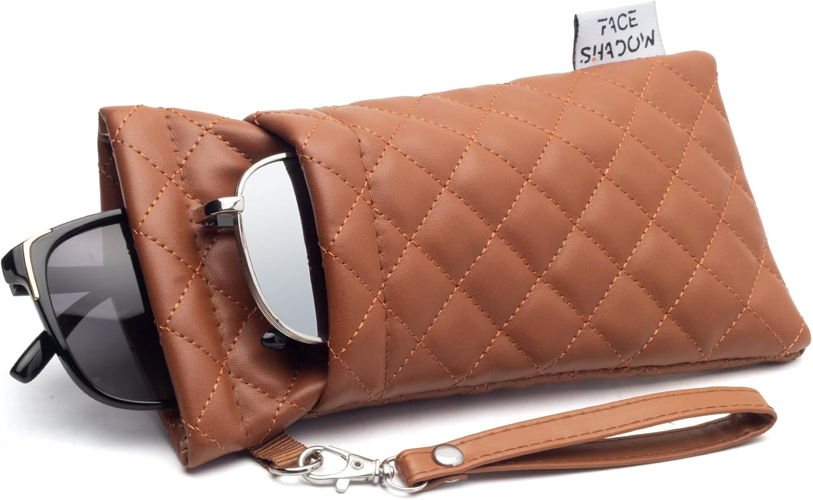 Face Shadow Double Glasses Case Soft Eyeglass Case For Women Men Squeeze Top Sunglasses Case With... | Amazon (US)