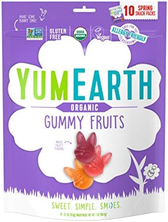 YumEarth Spring Fruit Gummy Snack Packs, 10 Count - Allergy Friendly, Non GMO, Gluten Free, Vegan | Amazon (US)
