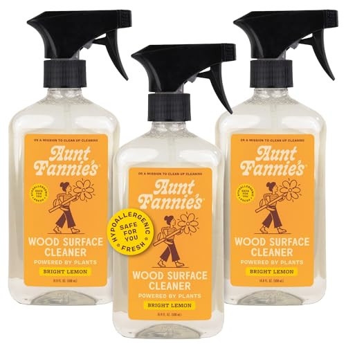 Aunt Fannie's All Purpose Wood Spray Cleaner, No-Wax Formula, Perfect for Wood Tables, Walls, Counters & Shelves, 16.9 Ounces, Lemon Scent (Pack of 3), Packaging May Vary | Amazon (US)