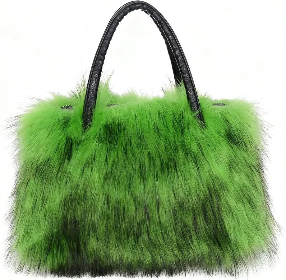 Fur Purses for Women, Fuzzy Purse Handbags, Women's Shoulder Faux Fur Work Tote Bag Fluffy Satche... | Amazon (US)