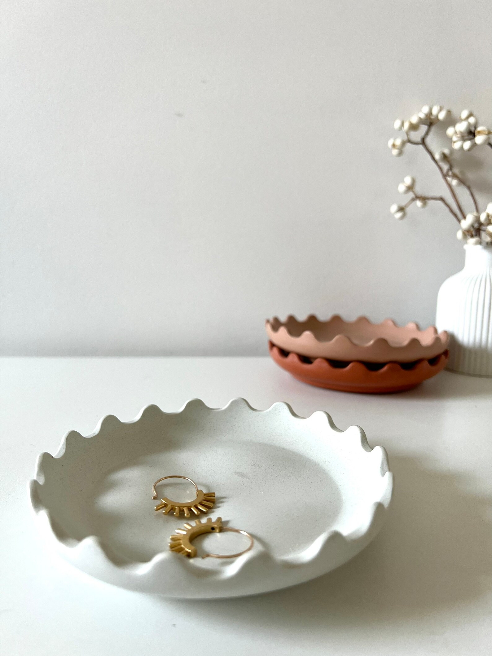 Scalloped Vintage Modern jewerly dish/Candle Dish/Plant Tray | Etsy (US)