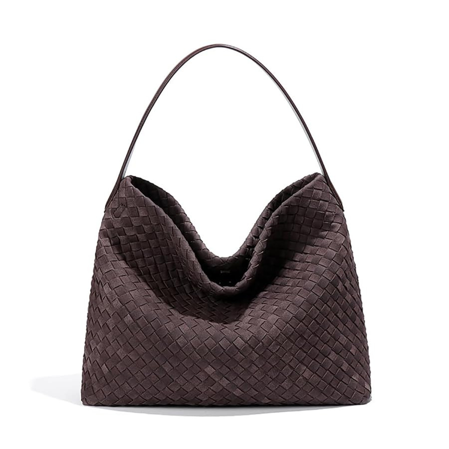 Women's Woven Suede Tote Bag Slouchy Shoulder Bags Trendy Crescent Satchel Purse 2025 | Amazon (US)