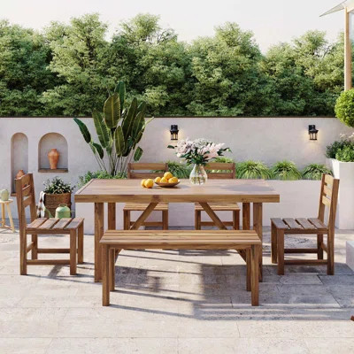 6 Pieces Outdoor Dining Set Patio Dining Table and Chair Set | Wayfair North America