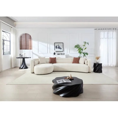 Curved Modular Sectional Sofa with Boucle Upholstery | Wayfair North America