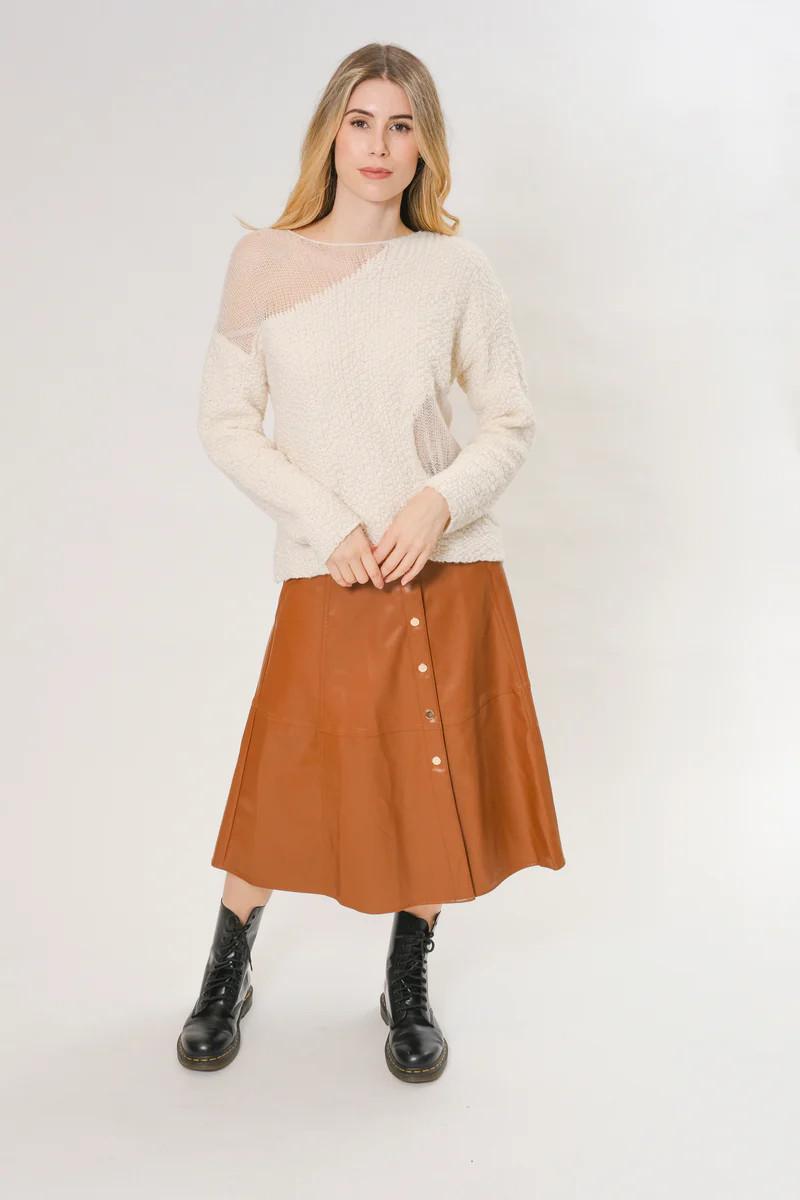 LEATHERETTE BUTTON FRONT SKIRT | Area Stars