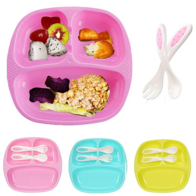 Visland 3-Piece/Set Kid Plate Set Toddler Plates Dinnerware Dinner Dish Set Baby Feeding Divided ... | Walmart (US)