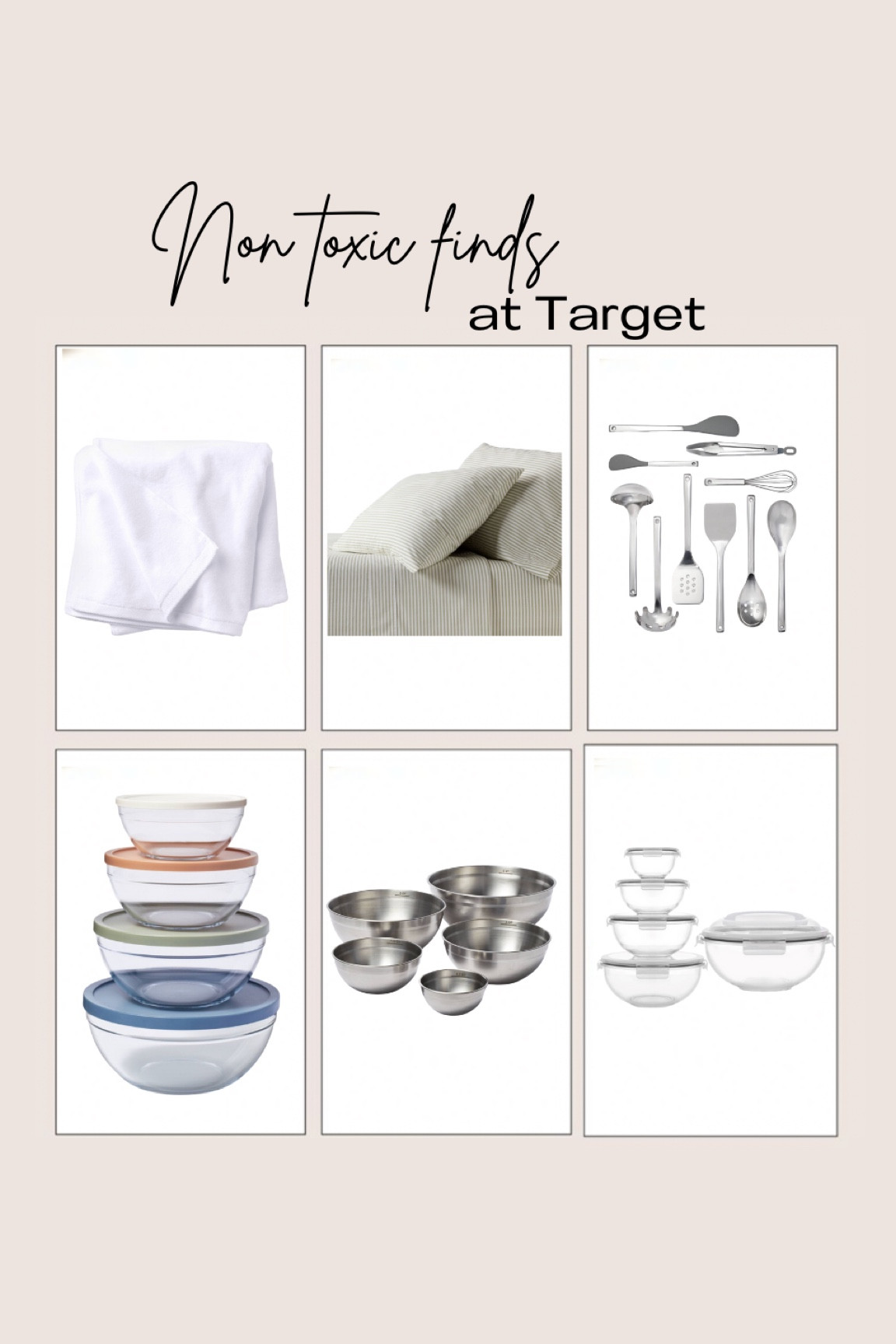 NON TOXIC home finds at Target! 100% cotton organic sheets and towels, stainless steel and glass cooking utensils and bowls!!! 

#LTKFamily #LTKHome #LTKFindsUnder50