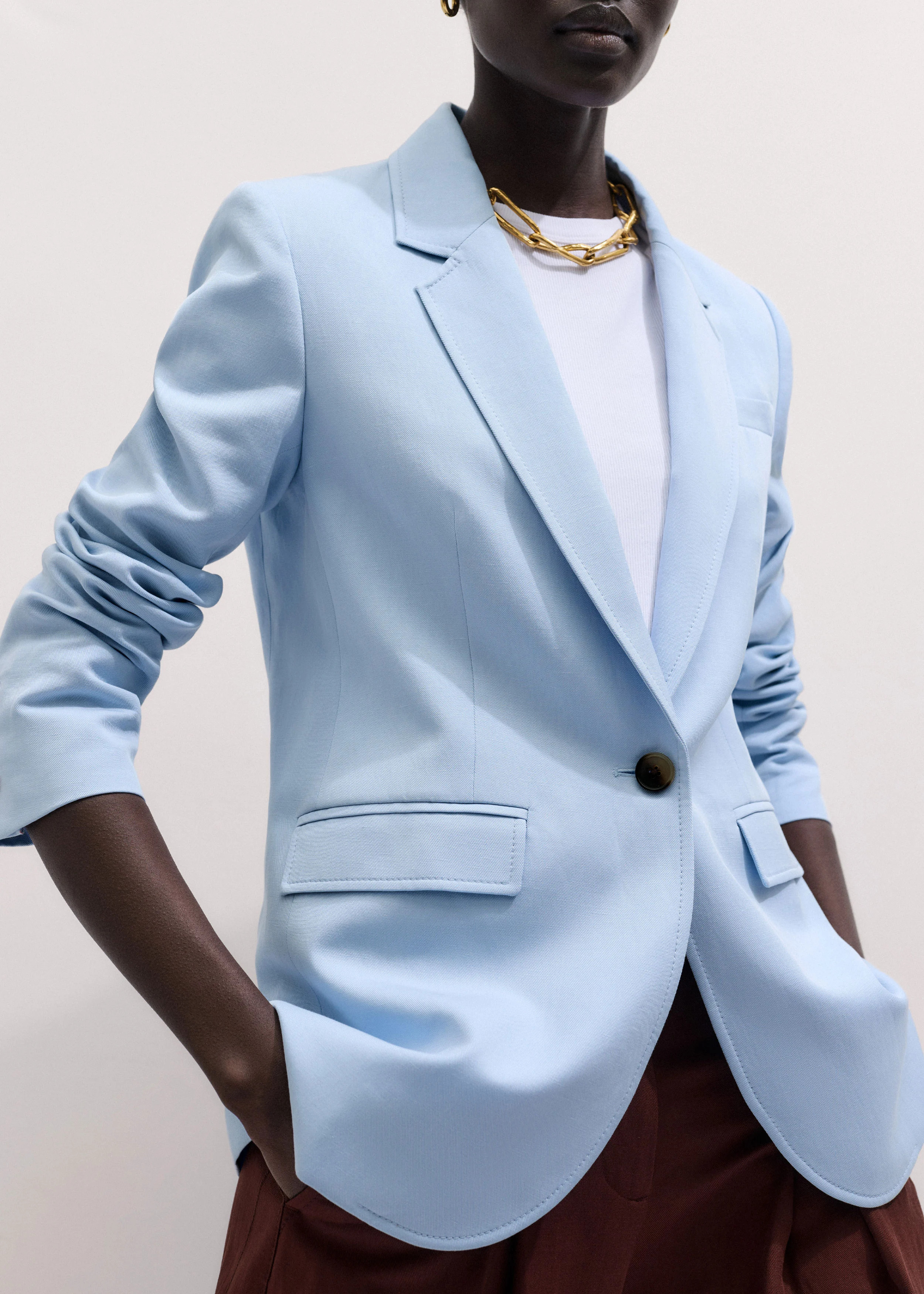 Sharp Shoulder Blazer Italian Linen Blend | ME+EM US