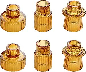 Vixdonos Taper Glass Candlestick Holders Tealight Candle Holders for Table Centerpieces, Wedding ... | Amazon (US)