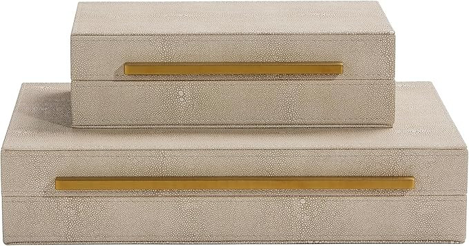 Homegala Faux Ivory Shagreen Leather Set of 2pcs Decorative Boxes, Storage Boxes Jewelry Organize... | Amazon (CA)