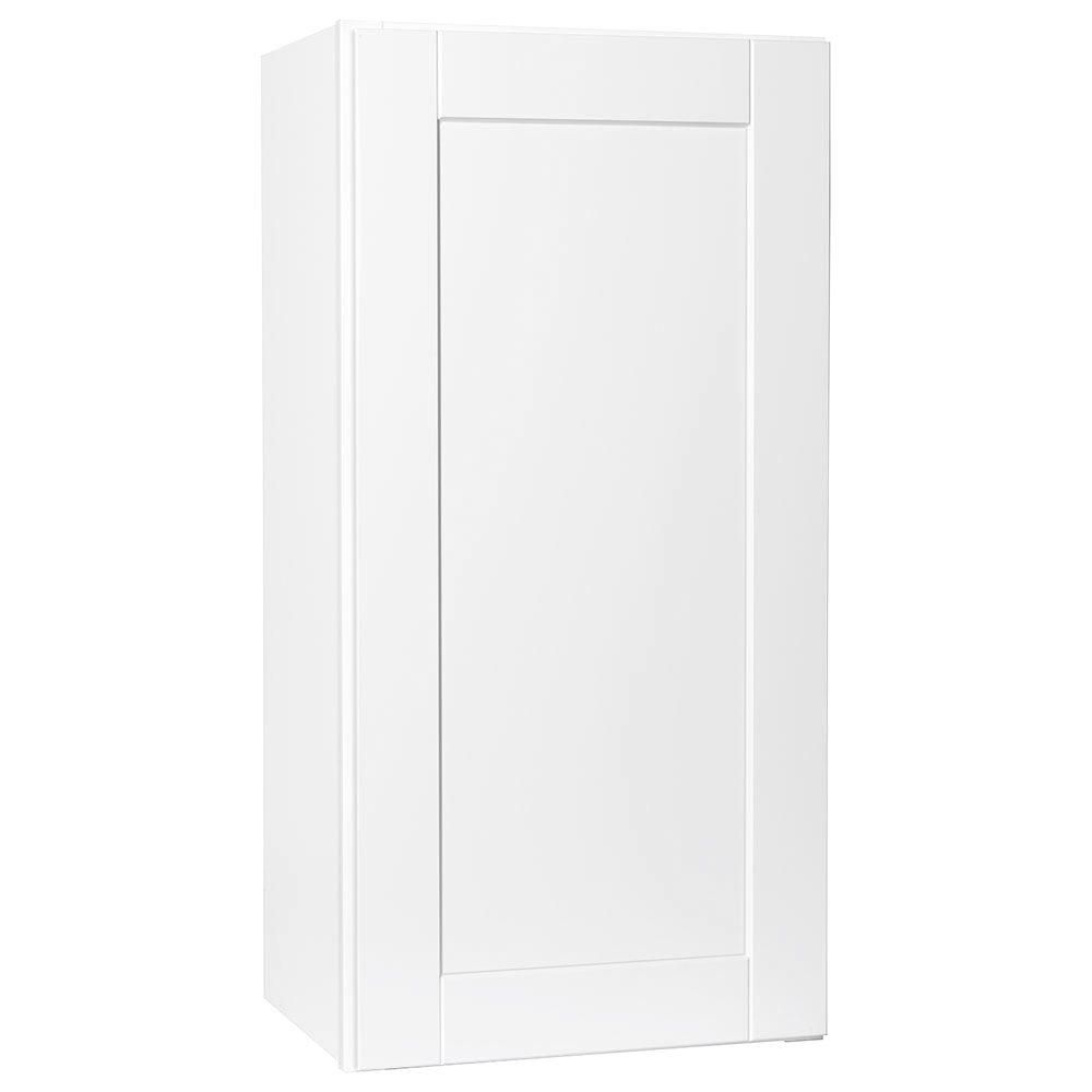 Shaker Assembled 18x36x12 in. Wall Kitchen Cabinet in Satin White | The Home Depot