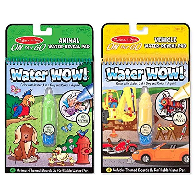Melissa & Doug On the Go Water Wow! Reusable Water-Reveal Activity Pads, 2-pk, Vehicles, Animals | Amazon (US)