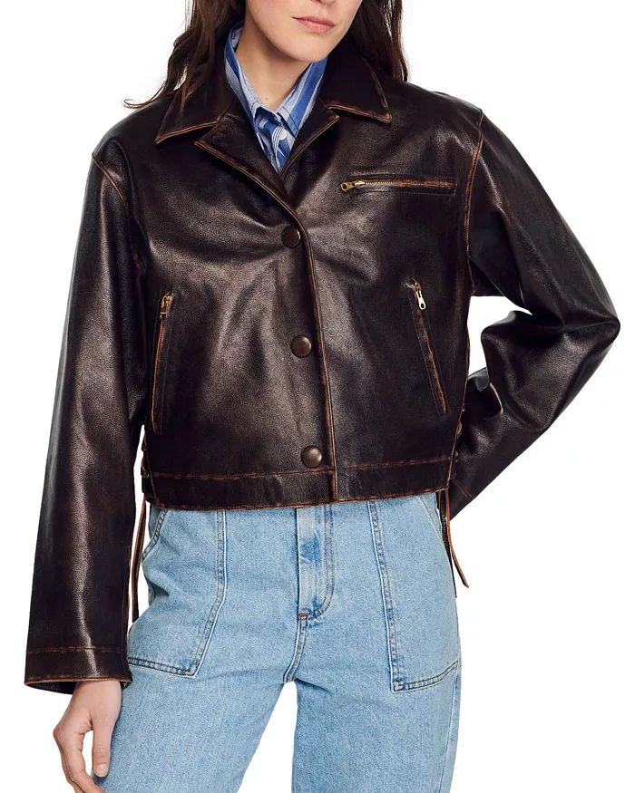 Sandro Jude Leather Jacket Women - Bloomingdale's | Bloomingdale's (US)