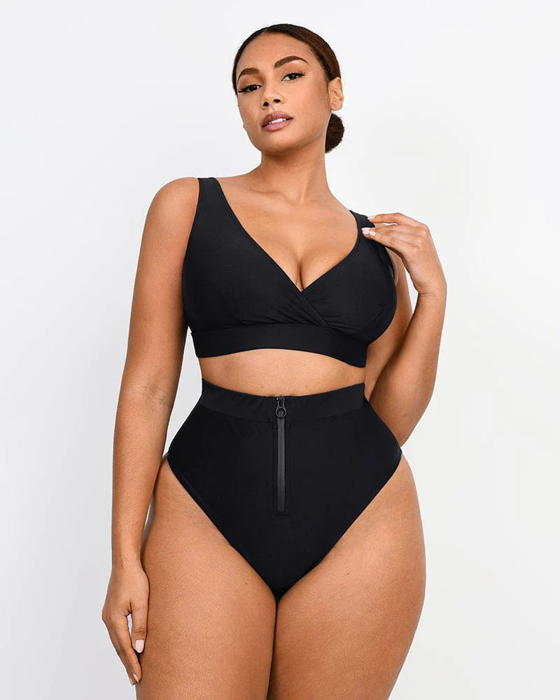 Smart Sculpt Crossover Bralette & High Waist Bikini Set | Shapellx