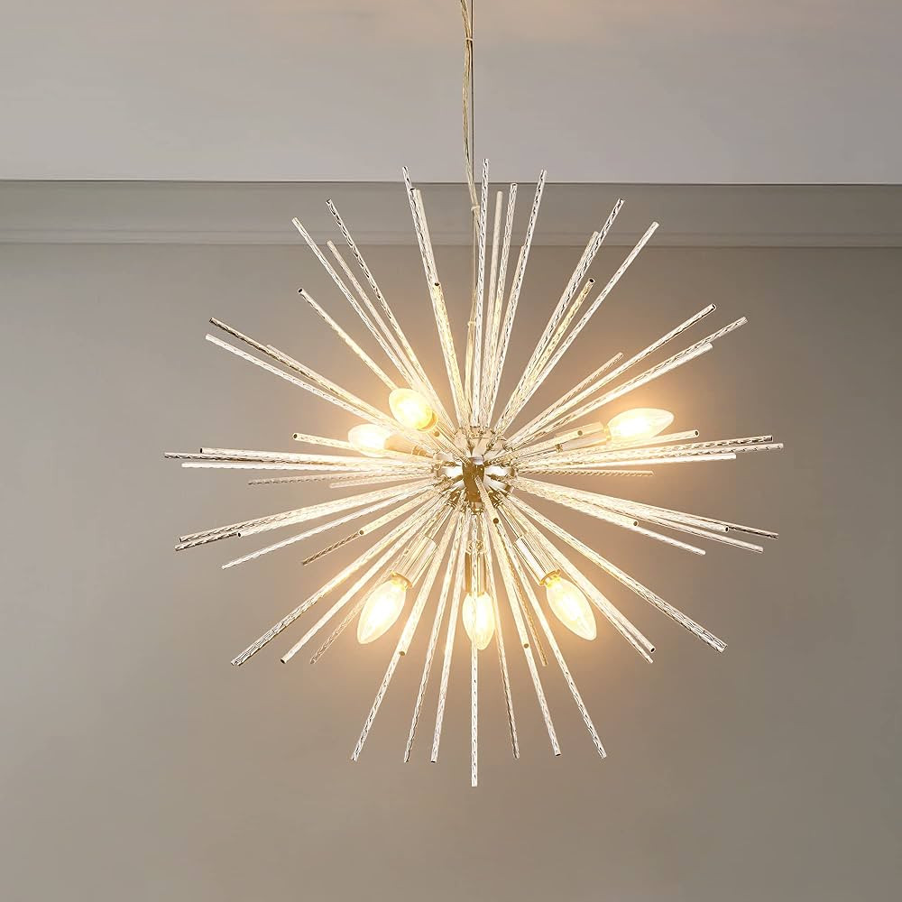 MAYNA Sputnik Chandeliers 6-Light Starburst Chandelier Polished Chrome Firework Chandelier Mid Ce... | Amazon (US)