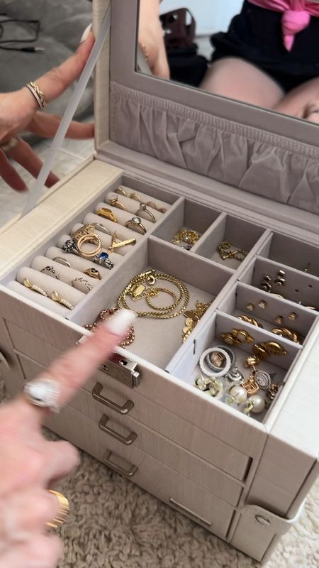 I’ve been having this jewelry box for a bit and I love it! It’s perfect size to keep all my good jewelry organized. It has a convenient handle for moving from room to room. The sides and the top close very securely! I will my rings that I’m wearing and some of my fave pieces! 

#LTKVideo #LTKHome #LTKFindsUnder50