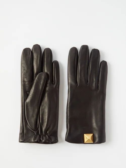 Valentino - Rockstud Leather Gloves - Womens - Black | Matches (US)