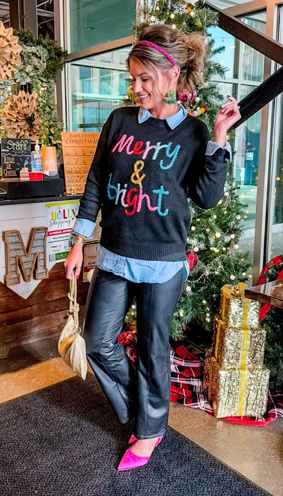 Festive outfit for a girls get together!! 
Sweater/ small
Pants/medium 

#LTKHoliday #LTKSeasonal