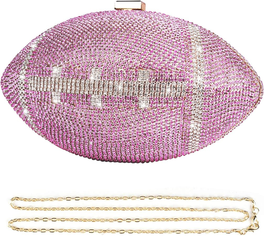 Bling Rhinestone Football Shaped Rugby Quirky Bag Purse Shoulder Handbag with Crystal for Women G... | Amazon (US)