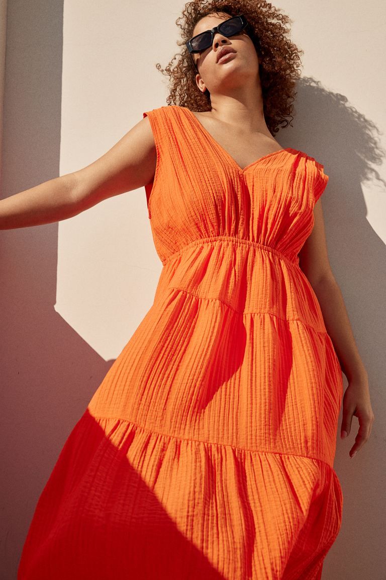 Tiered Dress - Orange - Ladies | H&M US | H&M (US + CA)