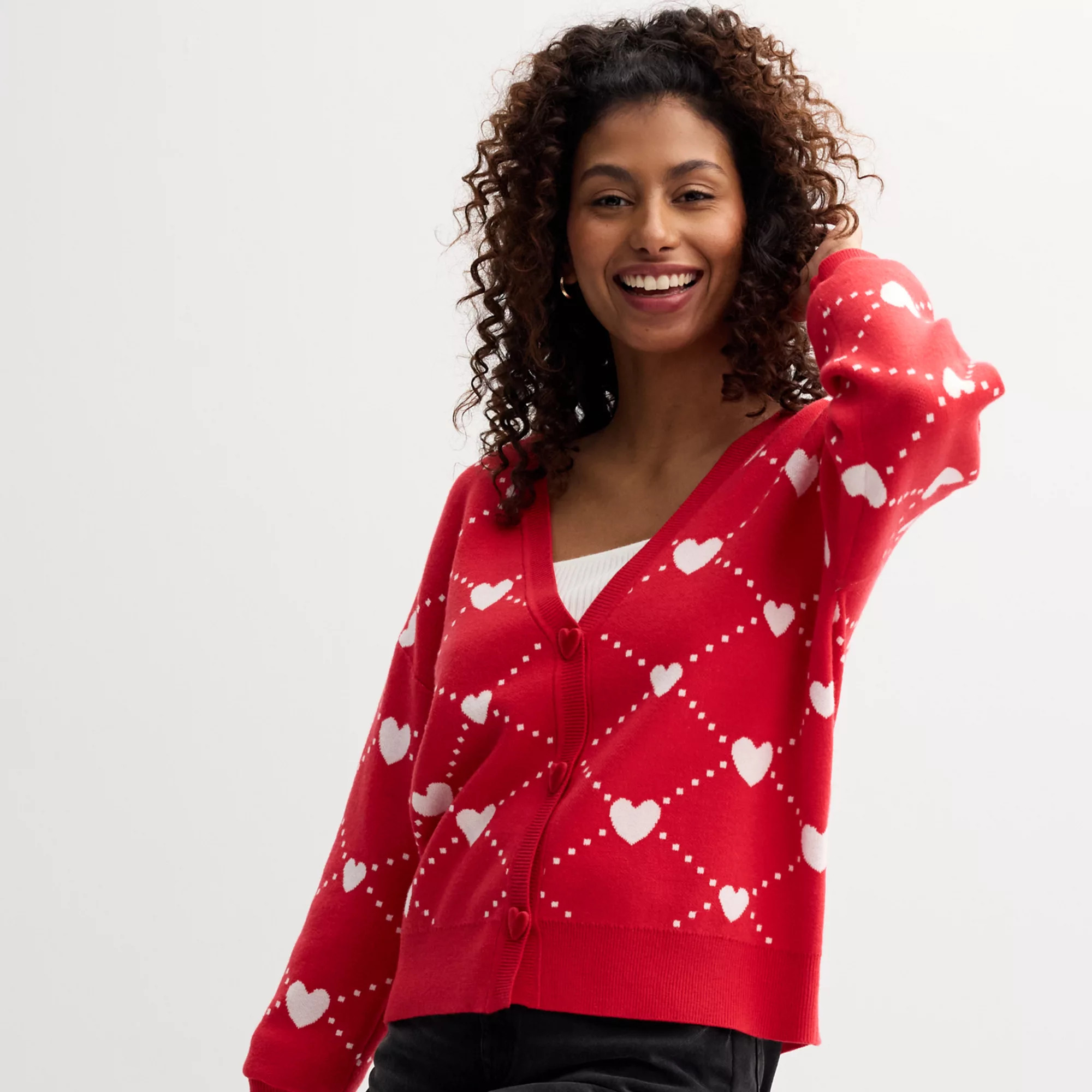 Women's FOREVER & EVER Heart Button-Front Cardigan | Kohl's