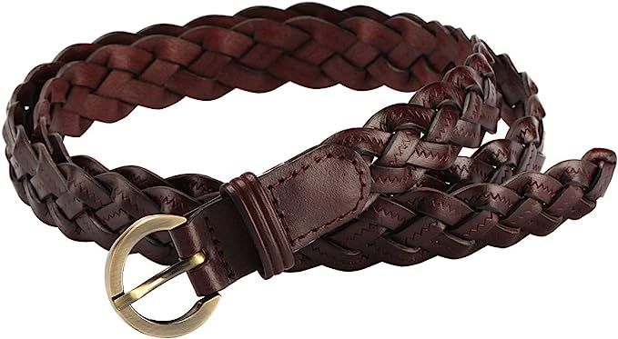 CHIC DIARY Women's Braided Woven Belt Skinny Vintage Narrow Leather Belts (Coffee) at Amazon Wome... | Amazon (US)