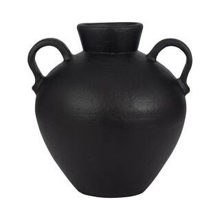 Liv & Skye 17 in. Black Terra Cotta Amphora Organic Decorative Vase 18763-02 - The Home Depot | The Home Depot