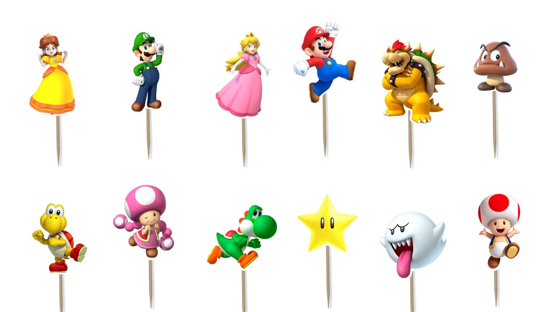 Mario Cupcake Toppers 12pc, 24 pc, 36pc | Etsy (US)