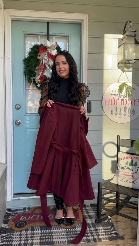 Under $70 amazon peplum pea coat with code 27SY835U, under $50 amazon black leather pants (small, multiple colors), designer inspired studded heels (tts) — a perfect holiday look! #founditonamazon 

#LTKHoliday #LTKCyberWeek #LTKsalealert