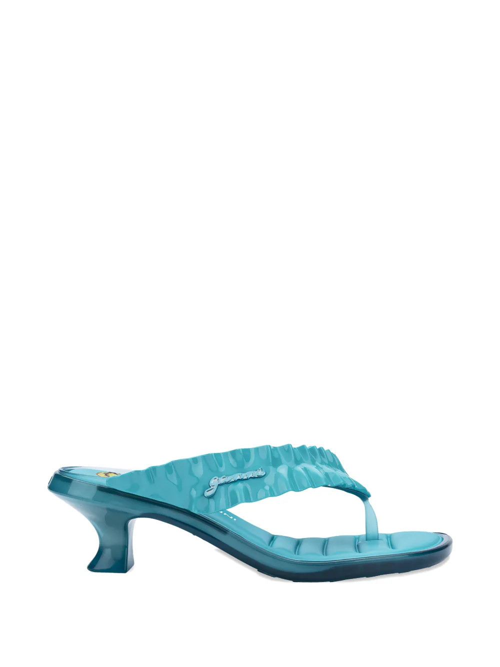 Melissa x Ganni ruffled kitten-heel sandals - Blue | Farfetch Global