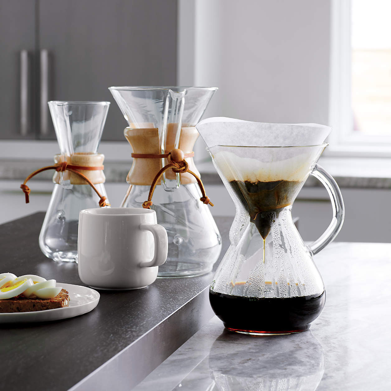 Chemex 8-Cup Glass Pour-Over Coffee Maker with Natural Wood Collar + Reviews | Crate & Barrel | Crate & Barrel