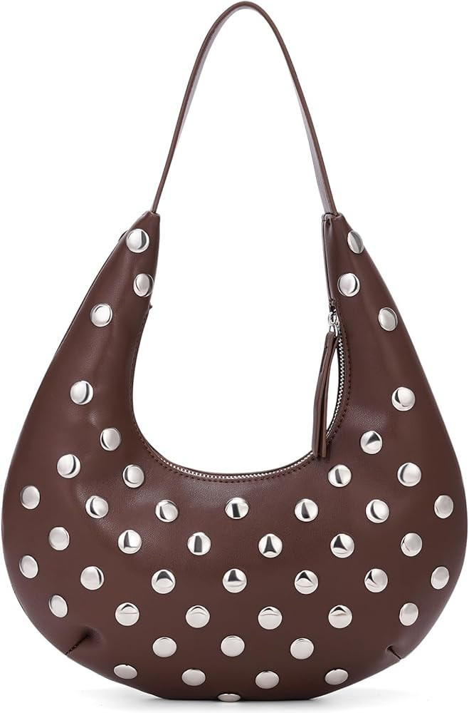 Studded Purse Y2k Bag Small Shoulder Bags for Women Trendy Crescent Studded Handbag Hobo Underarm... | Amazon (US)